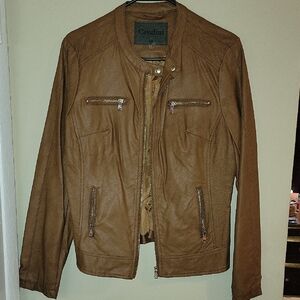 Cavalini Men's Brown Leather Bomber Jacket